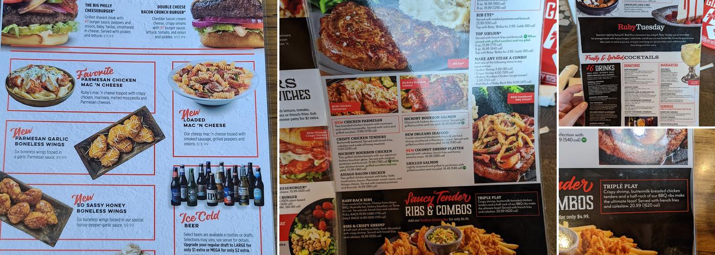 Ruby Tuesday Menu