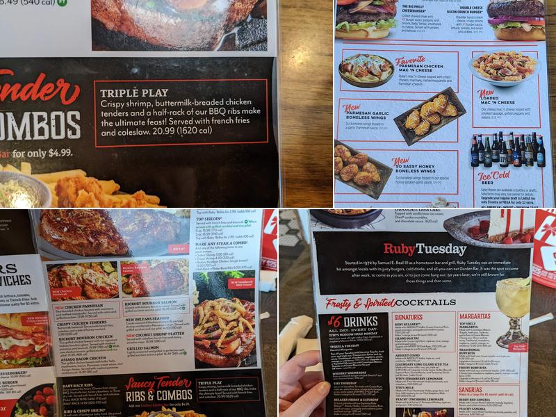 Ruby Tuesday Menu