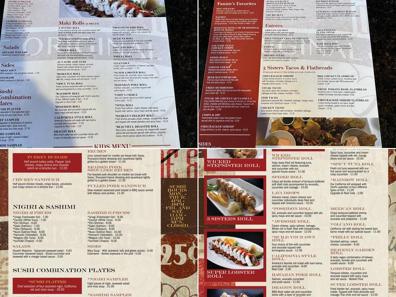 3 Sisters Speakeasy Menu