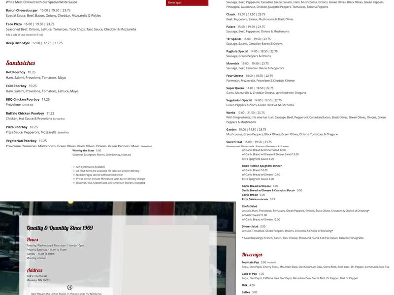 Pagliai's Pizza Menu