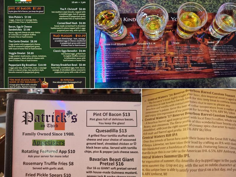 Patrick's on Third Menu