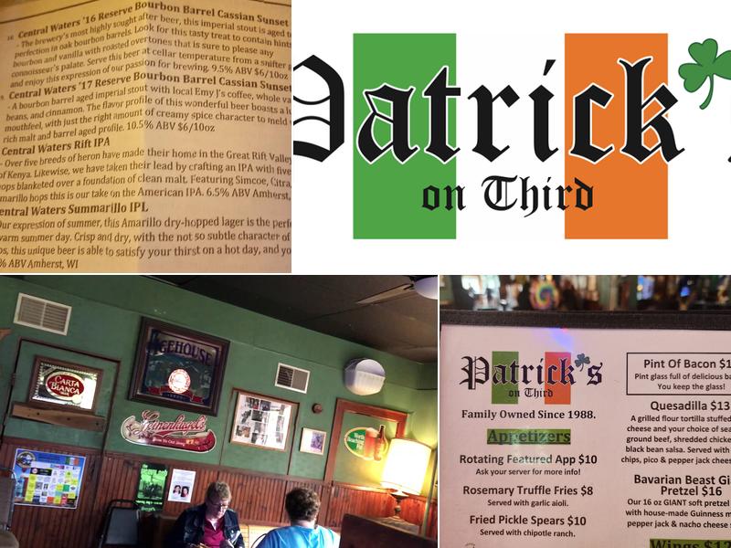 Patrick's on Third Menu