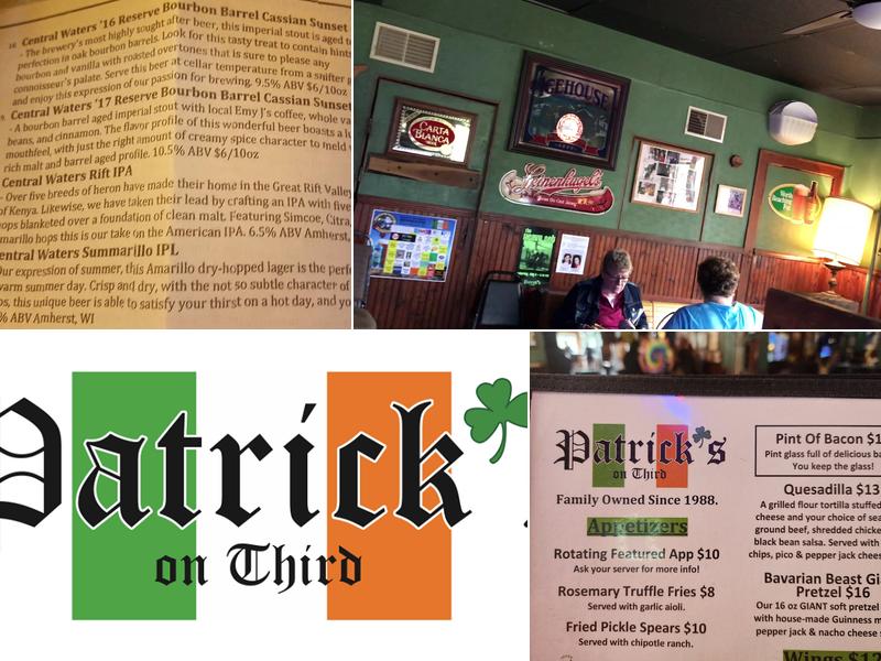 Patrick's on Third Menu
