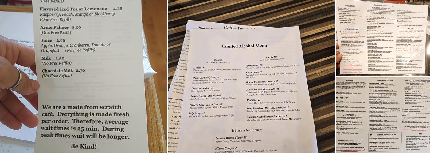 Ettlins Cafe Menu
