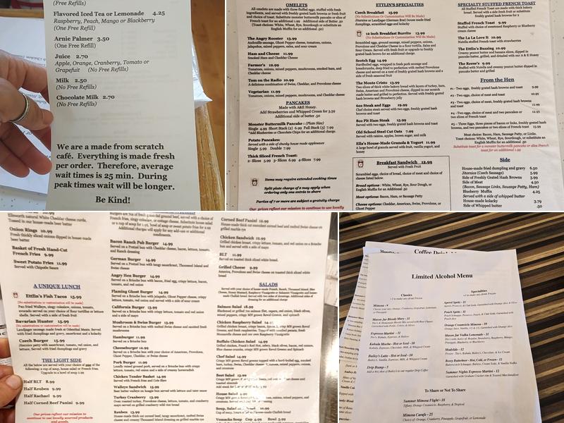 Ettlins Cafe Menu