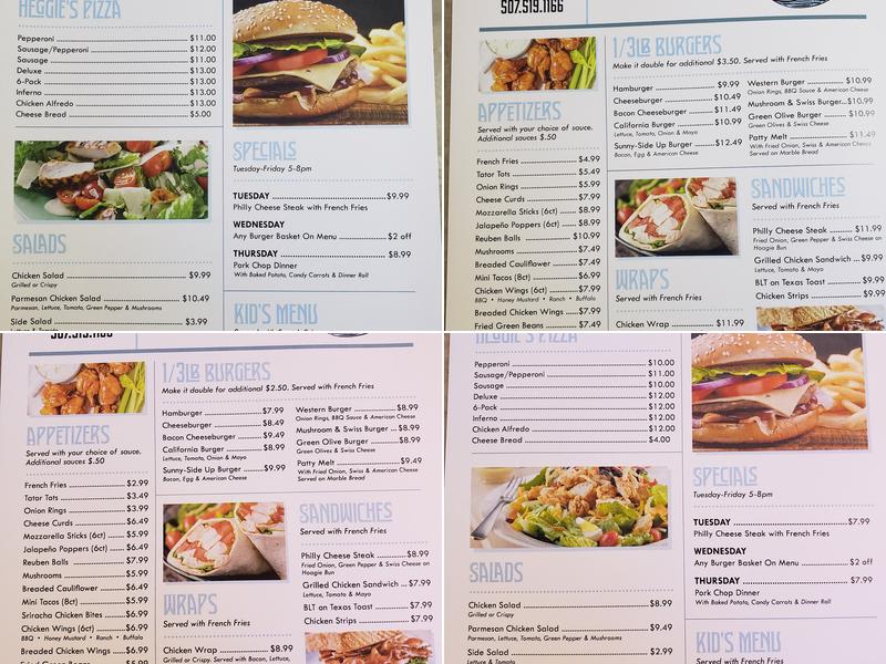 The Blue Moon Bar and Grill Menu