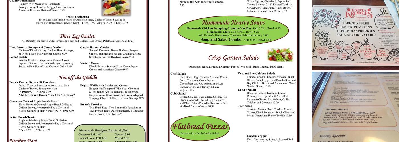 Emma Krumbee's Orchard Menu