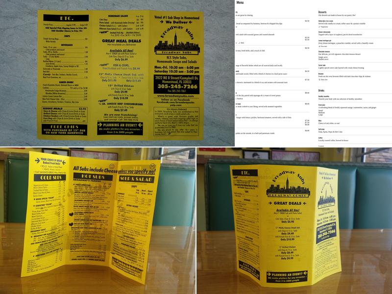 Broadway Subs Menu