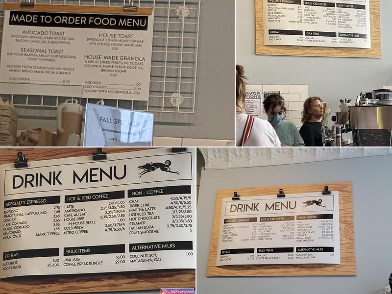 Coffee Hound Roasters and Cafes Menu