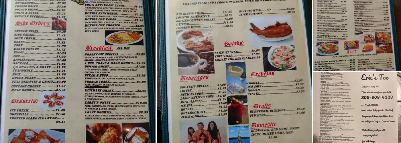 Eric's Restaurant Menu