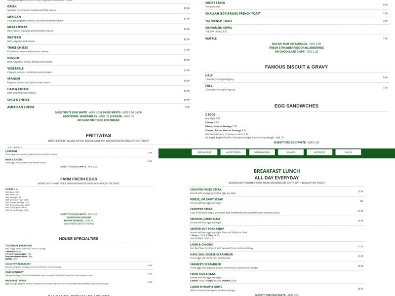 Royal Palm Grill Menu