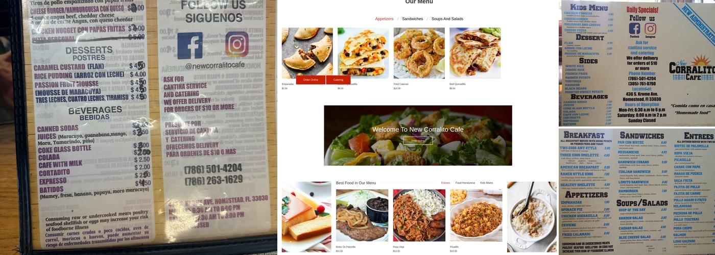 New Corralito Cafe Menu