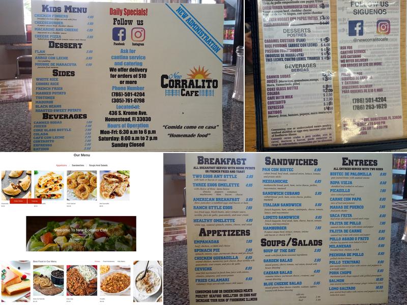 New Corralito Cafe Menu