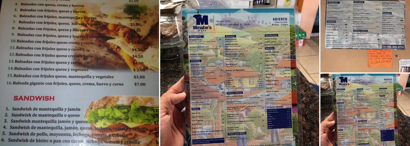 Mmabe's Cafe Menu
