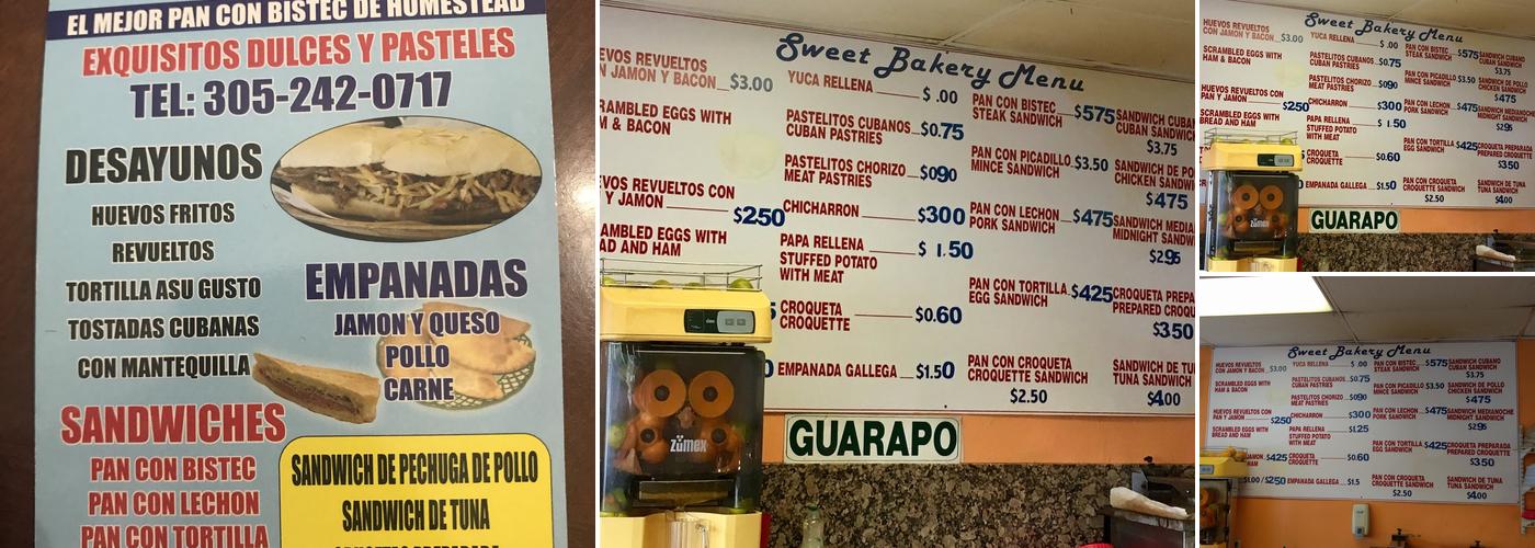 Sweet Bakery Cafeteria Menu