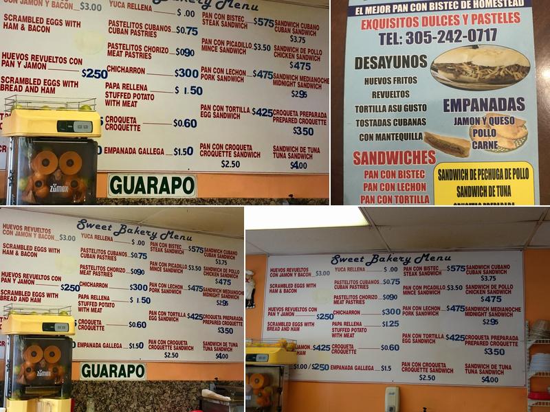 Sweet Bakery Cafeteria Menu