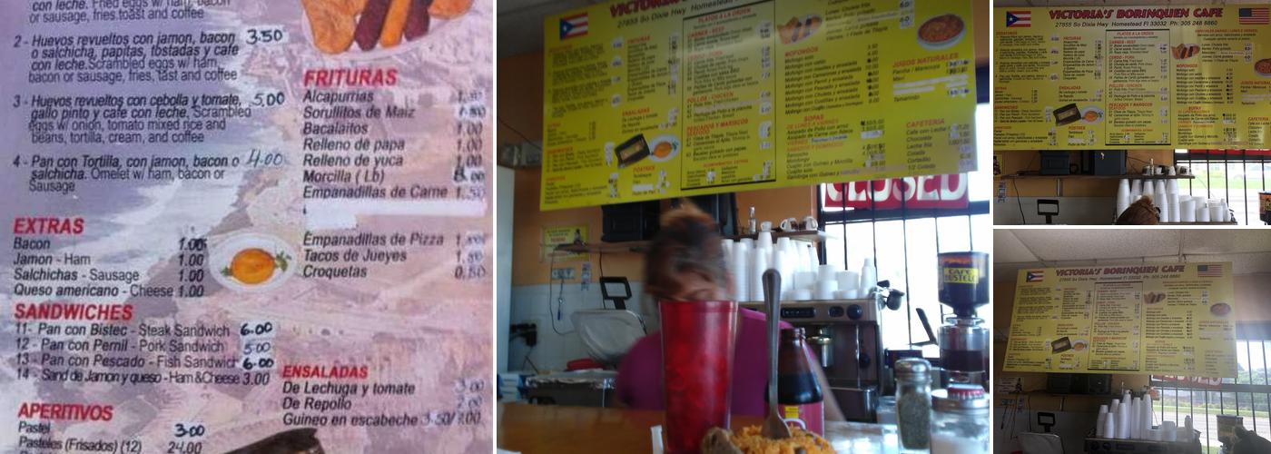 Victoria's Borinquen Cafe Menu