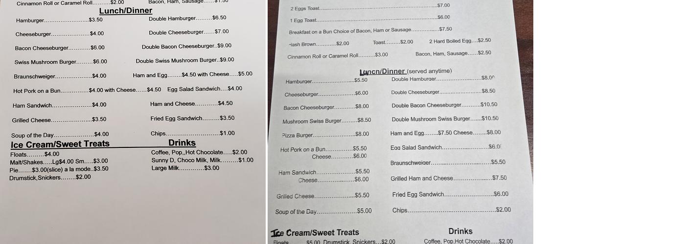 Stu's Restaurant Menu