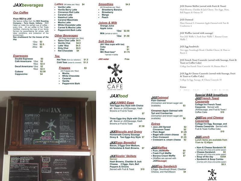 JAX Cafe Menu
