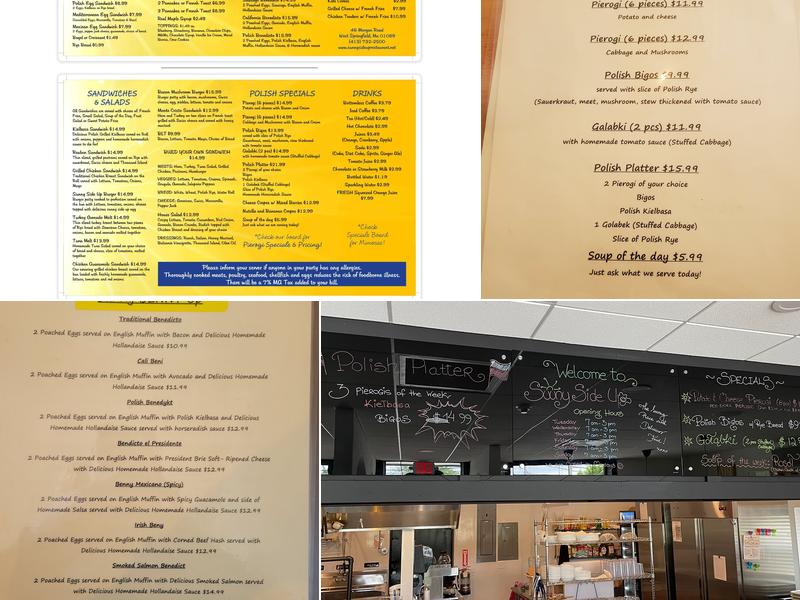 Sunny Side Up Breakfast and Lunch Menu