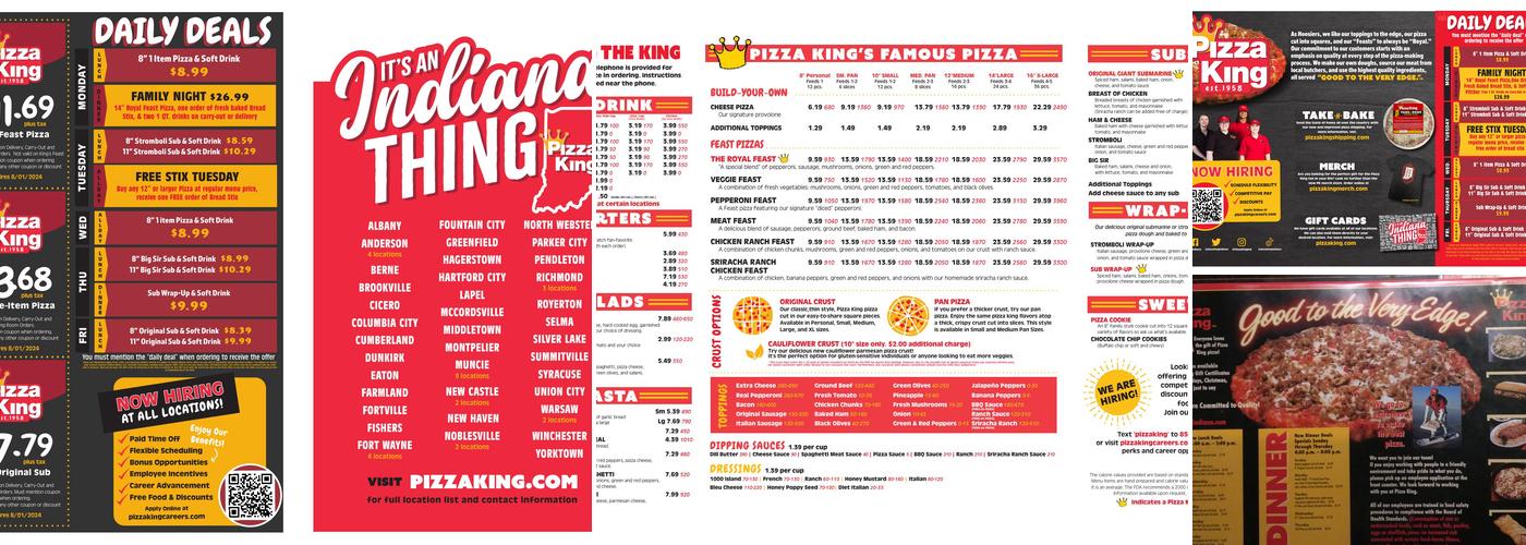 Pizza King Menu