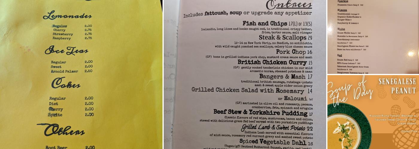 Payne's Restaurant Menu