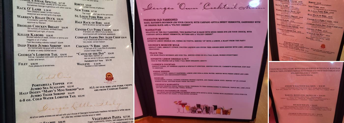 George's Fine Steaks & Spirits Menu