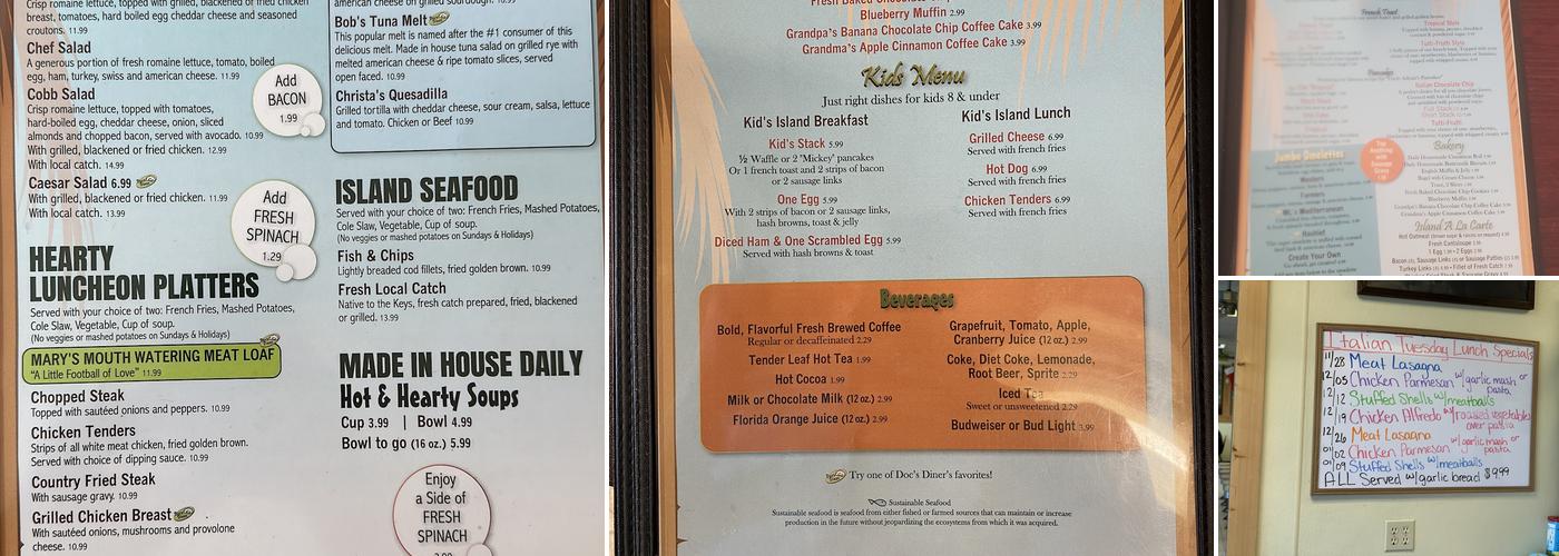 Doc's Diner Menu