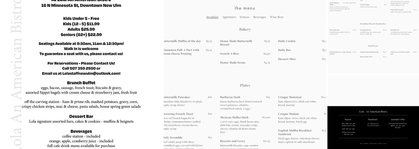 Lola - An American Bistro Menu