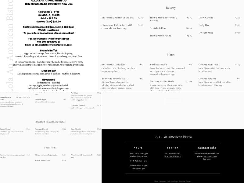 Lola - An American Bistro Menu