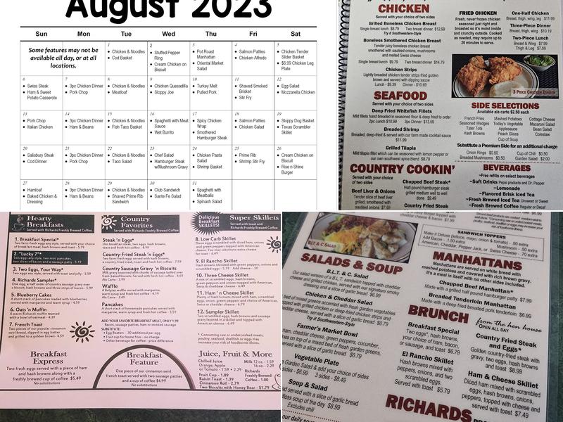 Richards Restaurant Menu