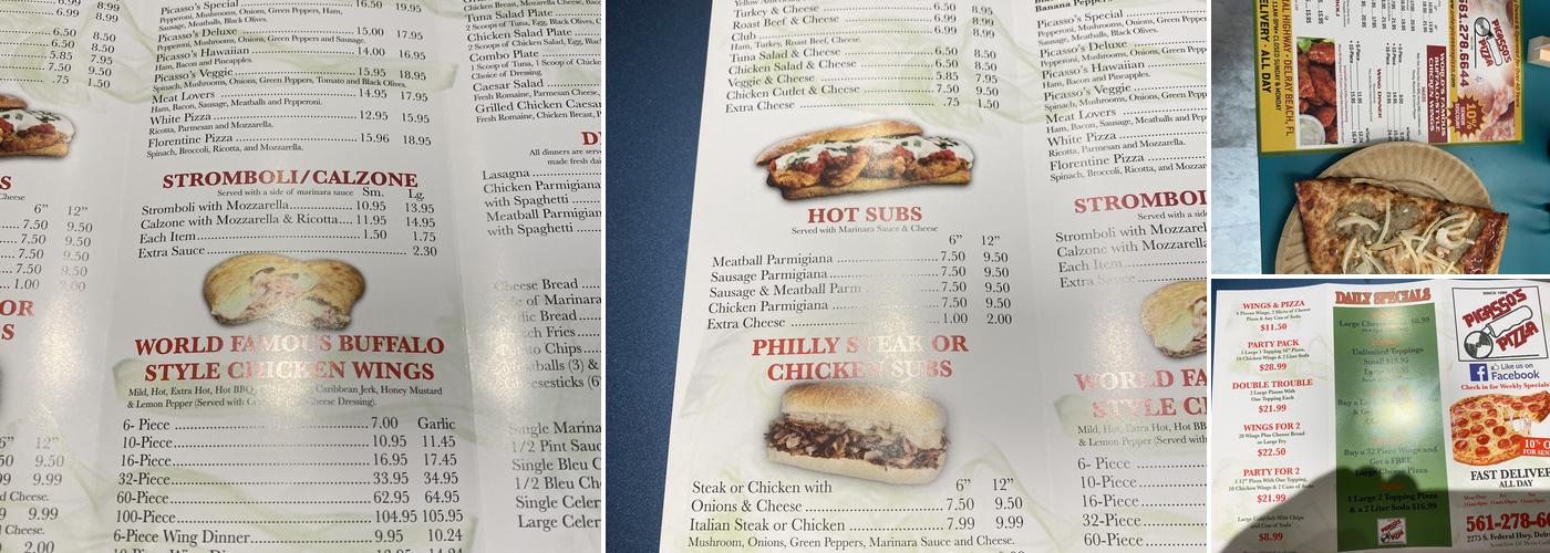 Picasso's Pizza Menu