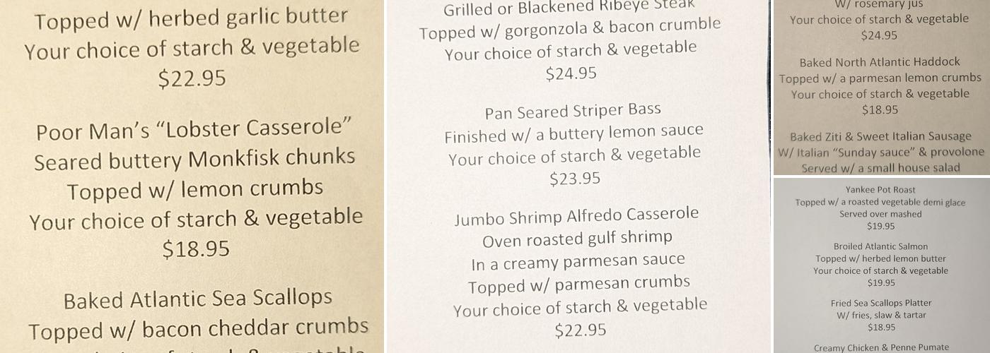 Ebenezer's Bar & Grill Menu