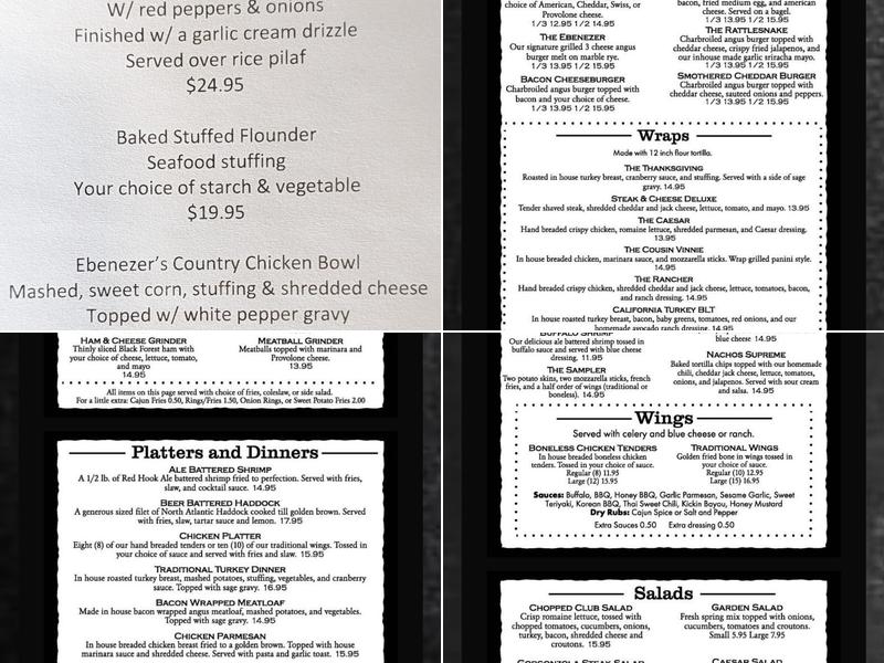 Ebenezer's Bar & Grill Menu