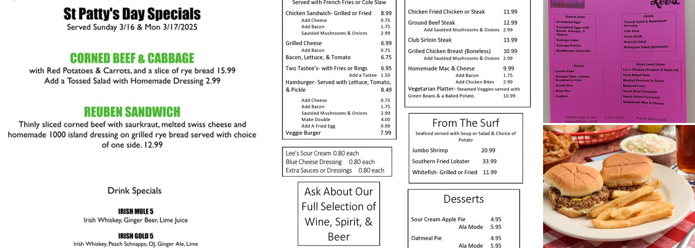 Lee's Chicken Restaurant Menu