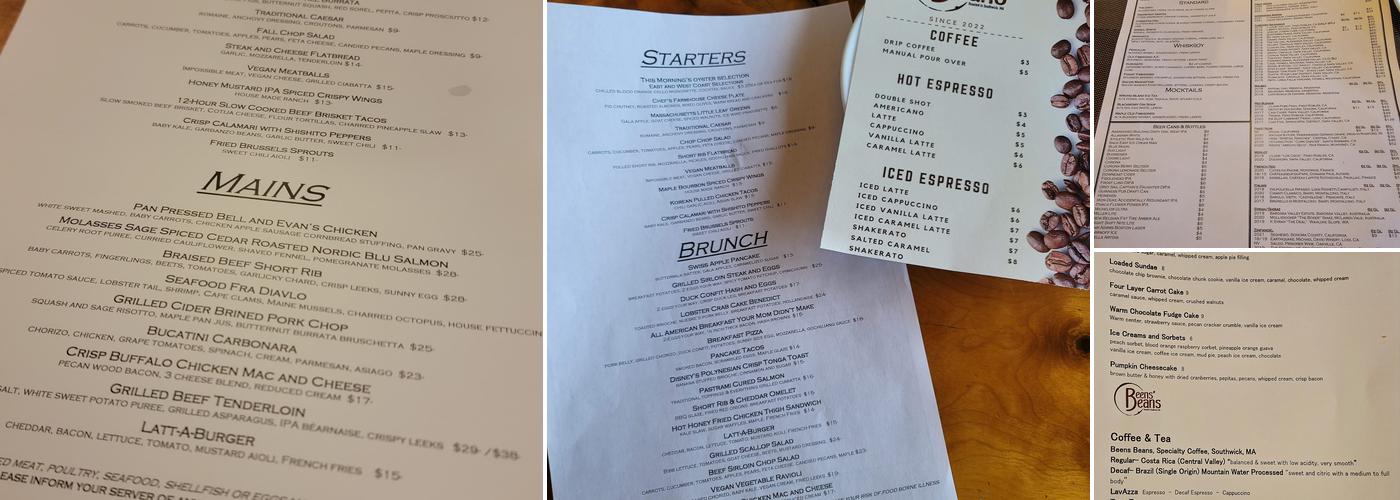 Lattitude Restaurant Menu