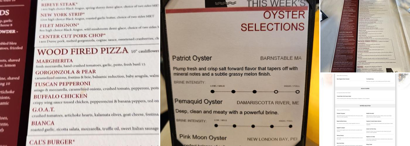 Cal's Wood Fired Grill and Bar Menu