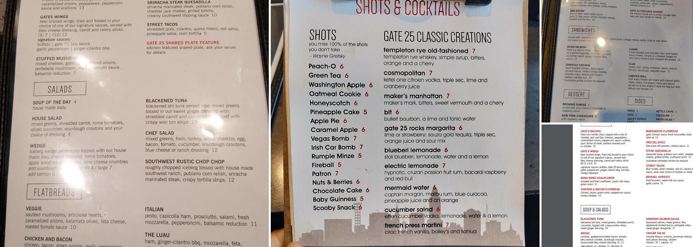 Gate 25 Bar and Restaurant Menu