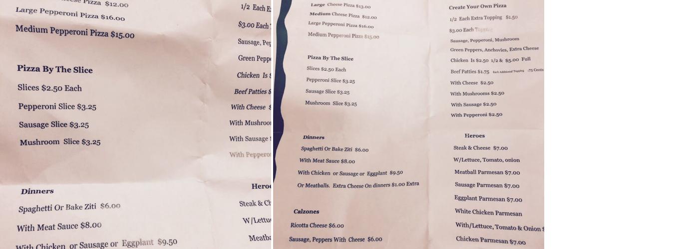 Pat's Family Pizzeria Menu