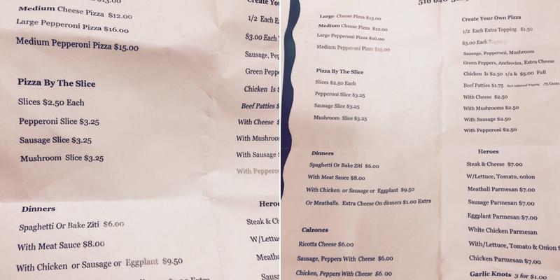 Pat's Family Pizzeria Menu