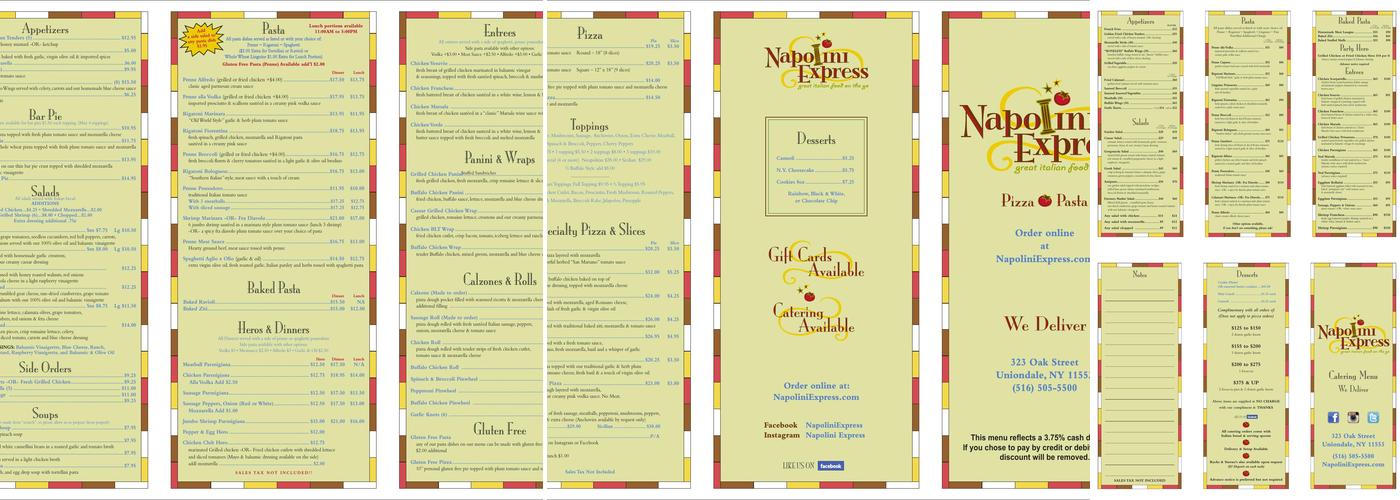 Napolini Express Menu