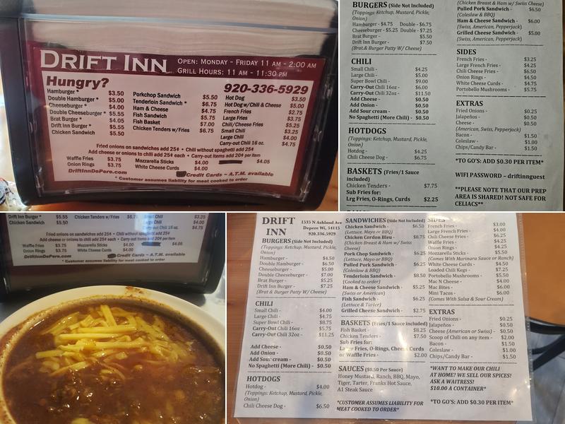 Drift Inn Menu