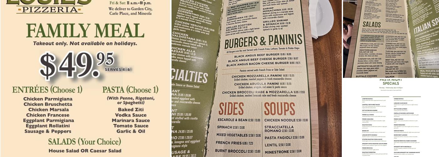 Louies Pizzeria Menu