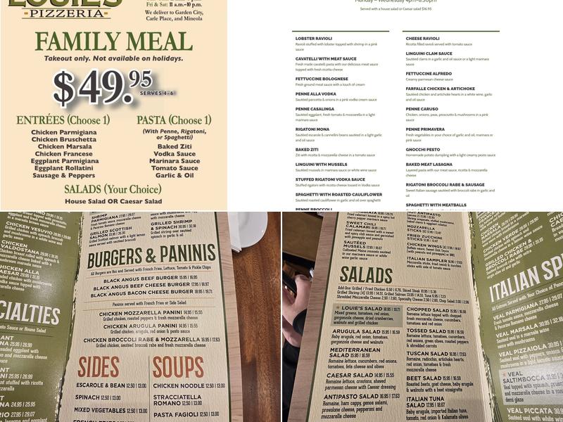 Louies Pizzeria Menu