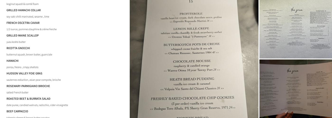 The Grove Menu