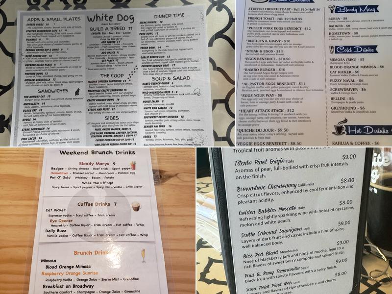 White Dog, Local Green Bay Eatery Menu