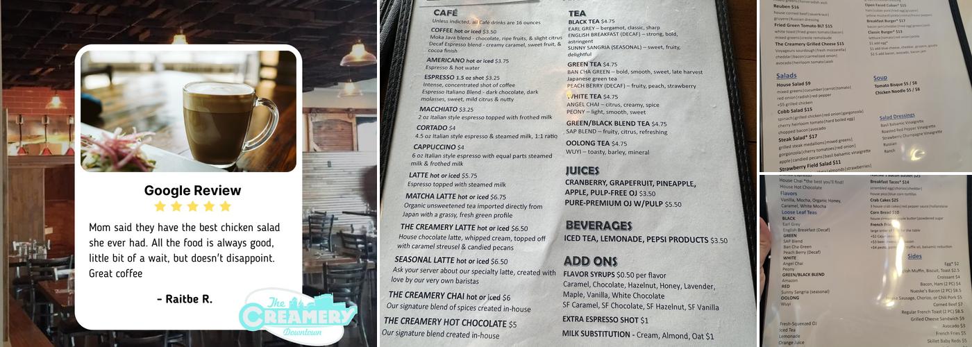 The Creamery Downtown Menu