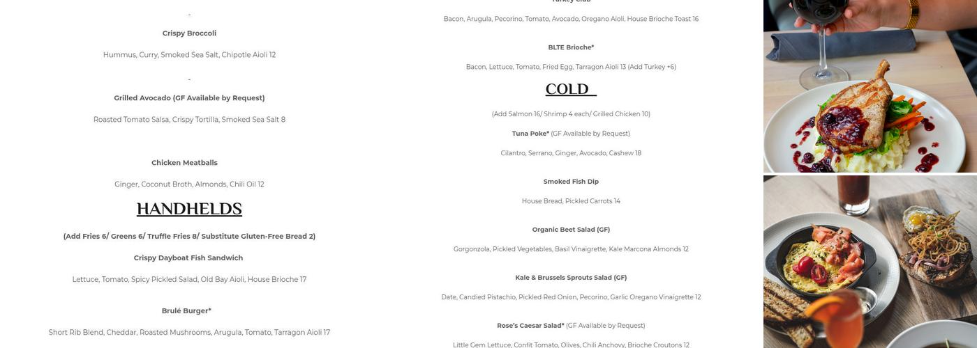 Brule Bistro Menu