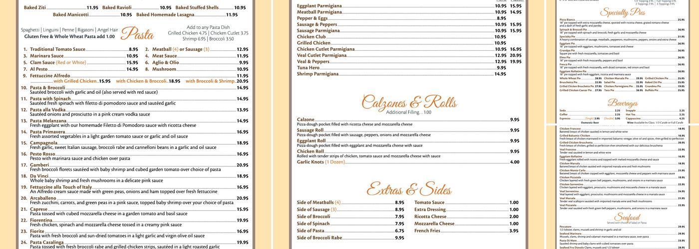 A Touch of Italy Menu