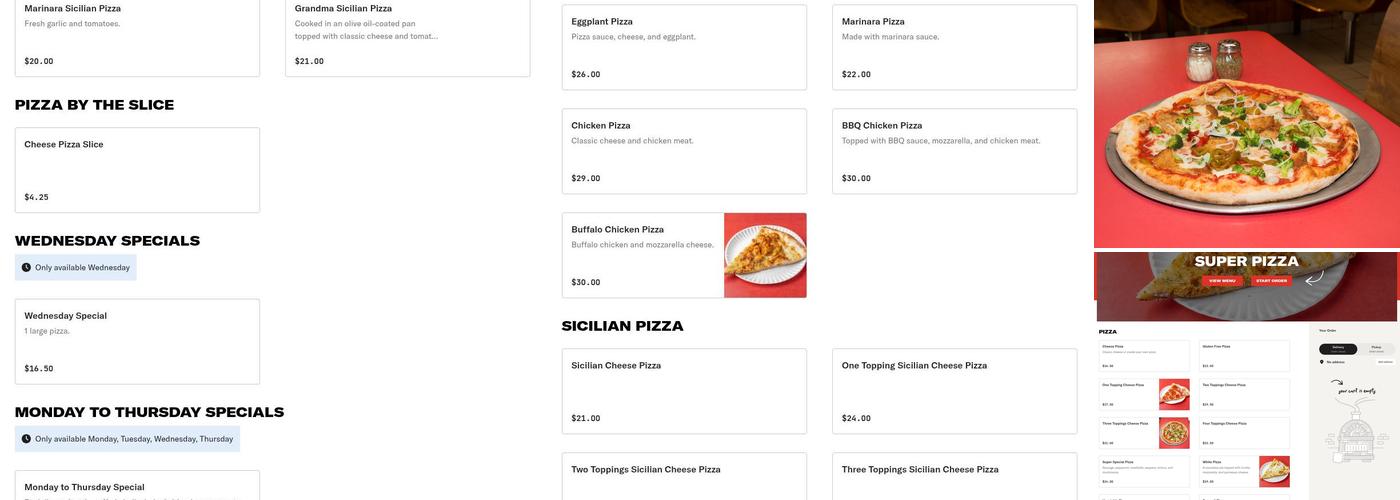 Super Pizza Menu